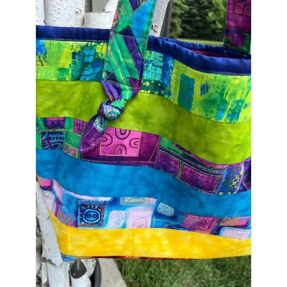 Handmade tote with vibrant multicolors